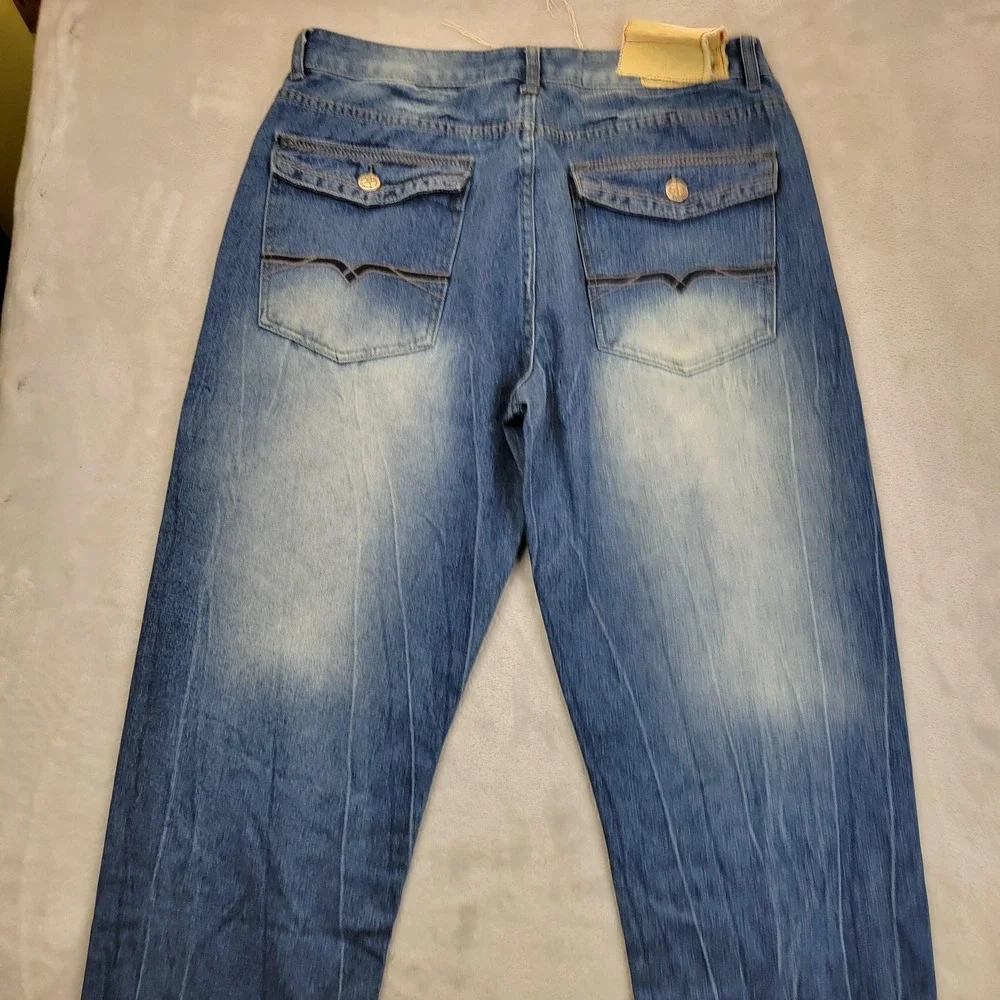 GS115 Jeans Mens 36 Distressed Straight‎ Leg Denim Pants Baggy Faded Vintage